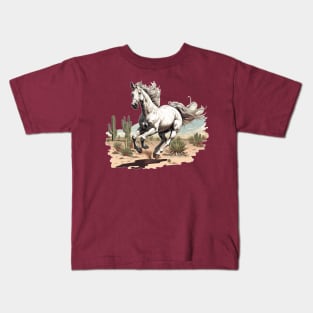 White Stallion in the Desert Kids T-Shirt